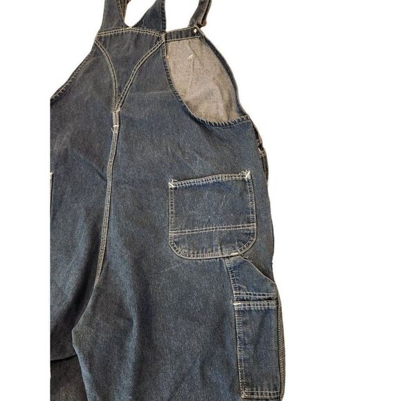 Vintage 80s Roebucks Mens Long Blue Demin Overalls 54 Farmer Ranch Country - Picture 7 of 9
